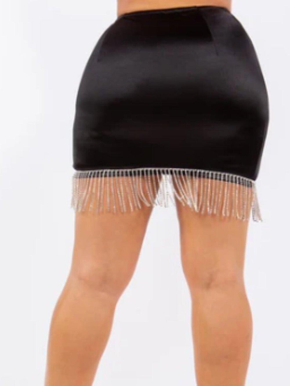 Stretchy Rhinestone Fringe Mini Skirt - Picture 2 of 2